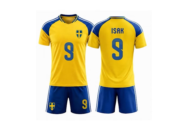 Fotbollsset för barn med spelartröja nr 9 gul/vit/blå