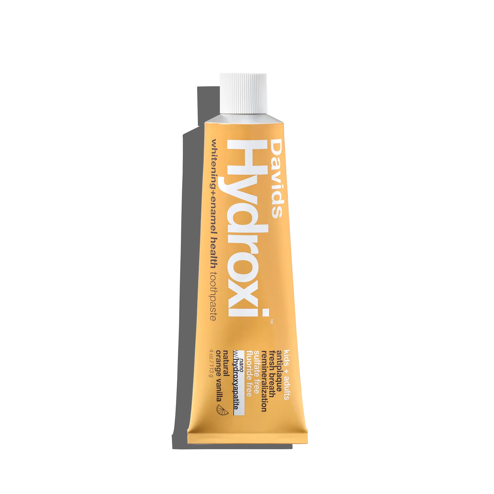Image of Davids Hydroxi™ whitening + enamel health, nano-hydroxyapatite toothpaste, kids + adults / orange vanilla
