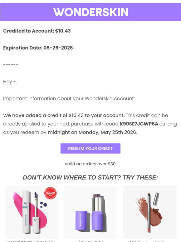 Account Update: A credit has been added to your account