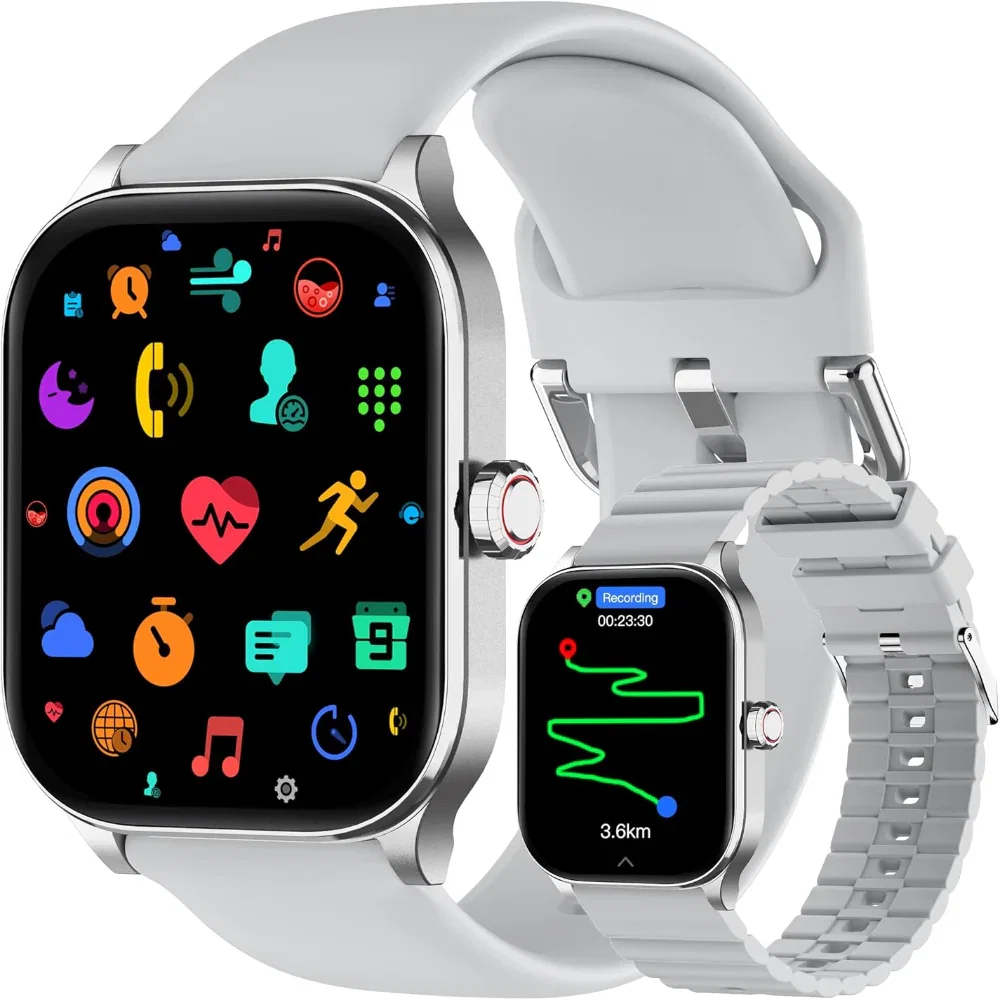 Smart Watch Fitness Tracker with GPS Bluetooth Calling - 1.96 Inch Display for Android and iPhone