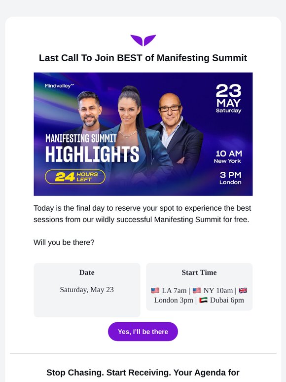Last call to join the FREE Manifesting Summit Highlights