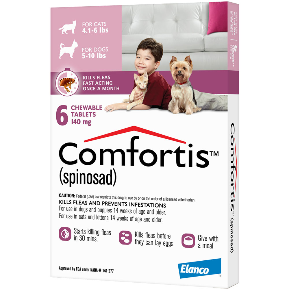 Image of Comfortis for Dogs 5-10 lbs & Cats 4.1-6 lbs (Pink) - 6 Chew Tabs