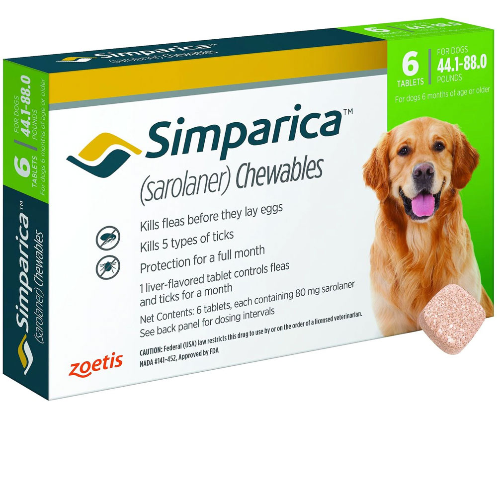 Image of Simparica 44.1-88 Dogs, 6 Chewable Tablets