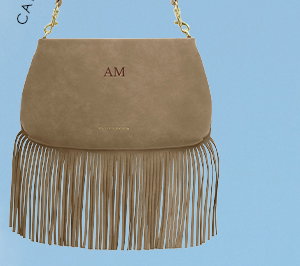 Cali Suedette Fringe Small Shoulder Bag in Taupe
