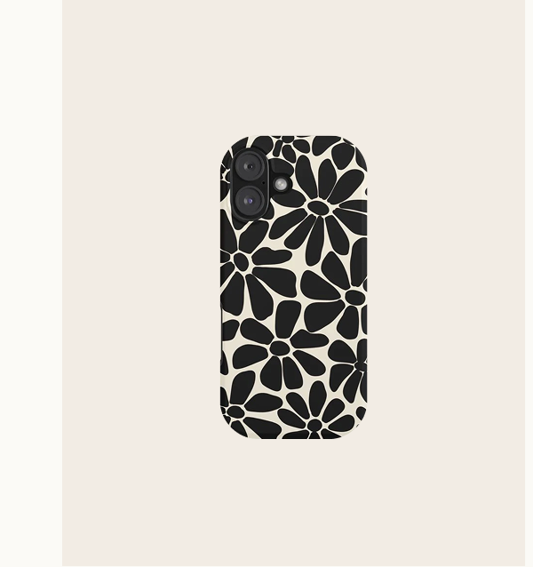 Black and White Retro Floral Art Print