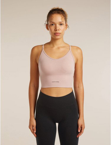 Women's Merino Blend 260 Seamless Rib Strappy Tank - Pink quartz / XS