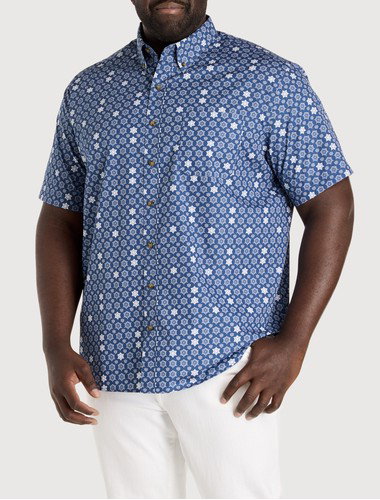 Easy-Care Medallion Print Sport Shirt