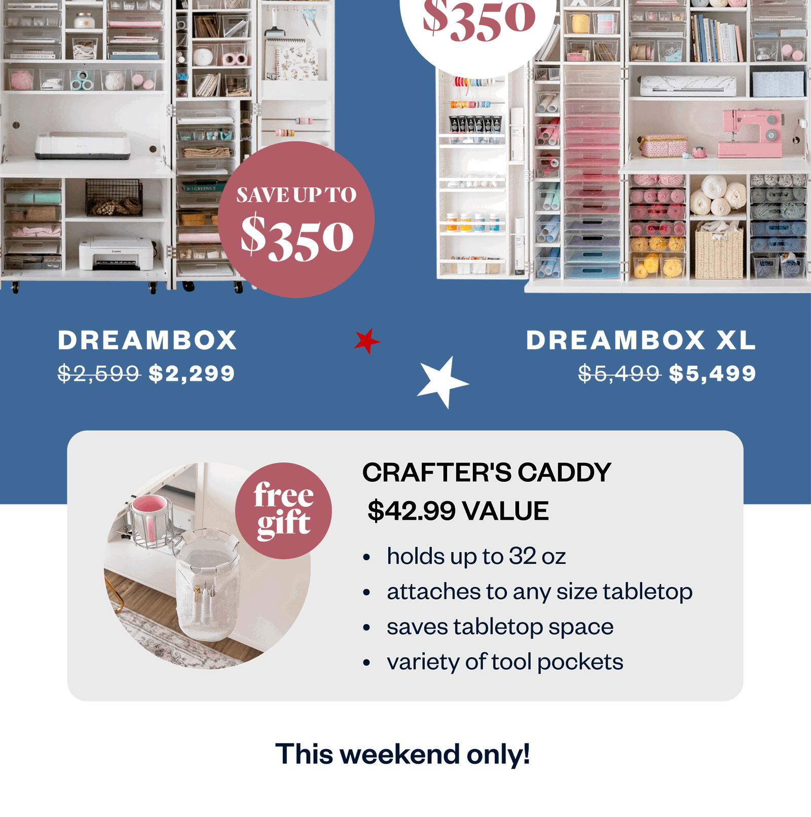 FREE CRAFTER'S CADDY + FREE SHIPPING  WITH EVERY DREAMBOX ORDER