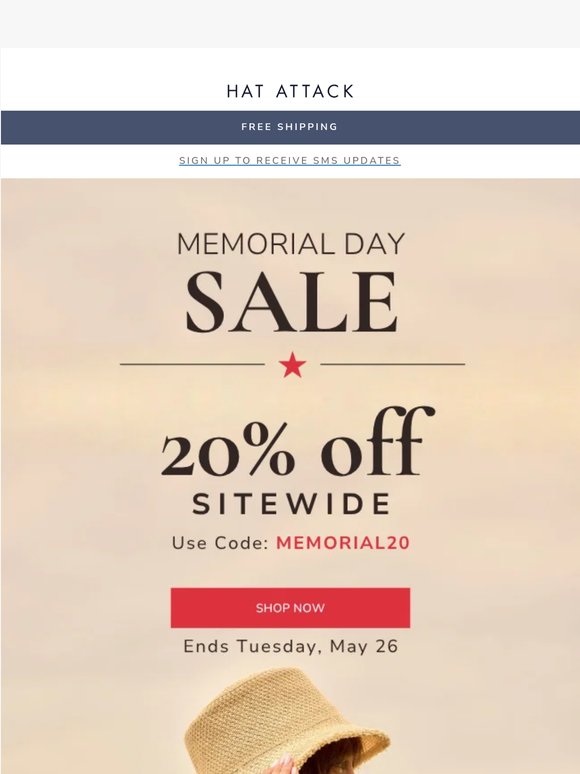 Memorial Day Sale: 20% Off Sitewide