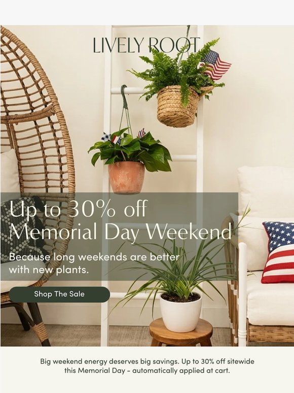 Up to 30% off - Memorial Day sale is here ✨🌱