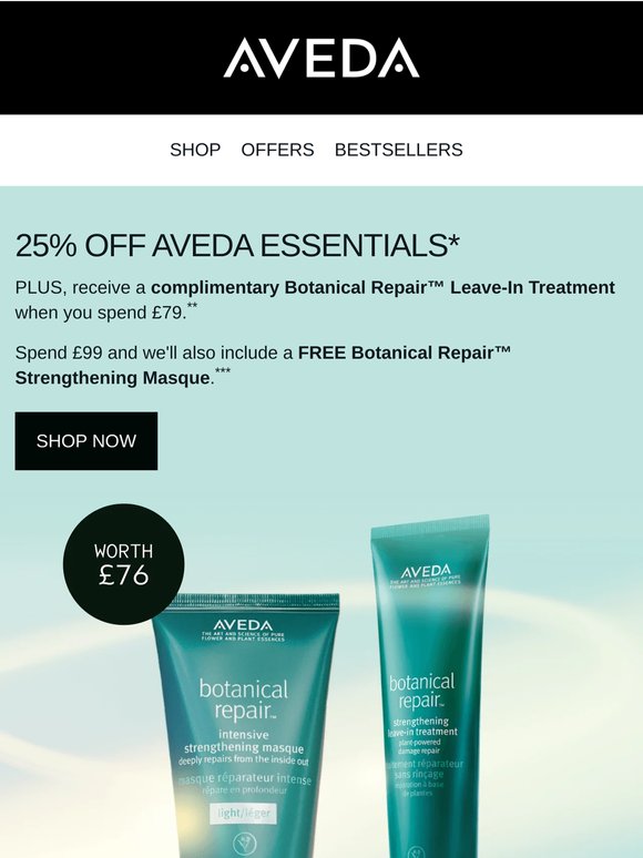 25% off Aveda essentials*