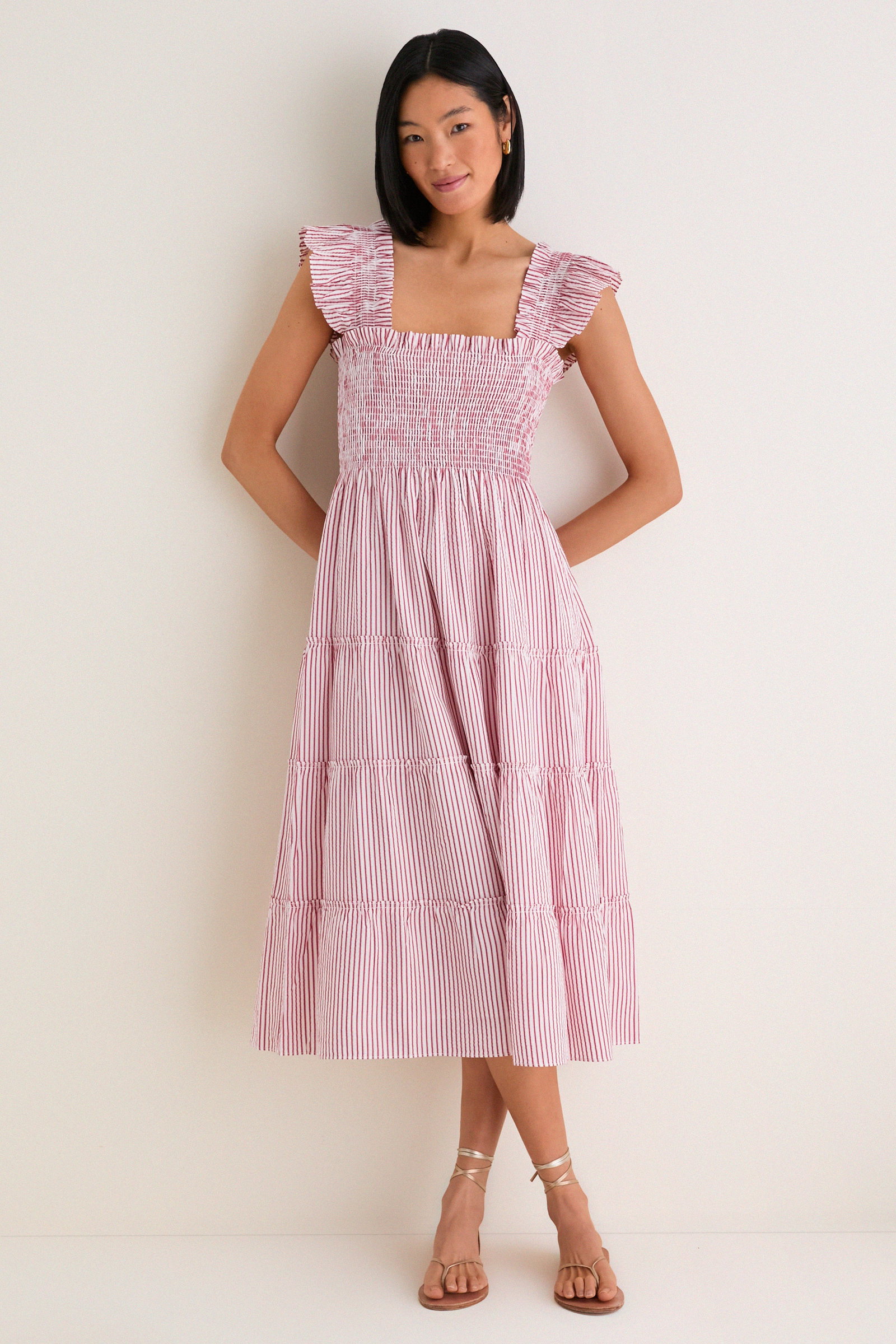 Image of Red Ticking Stripe Ellie Nap Dress