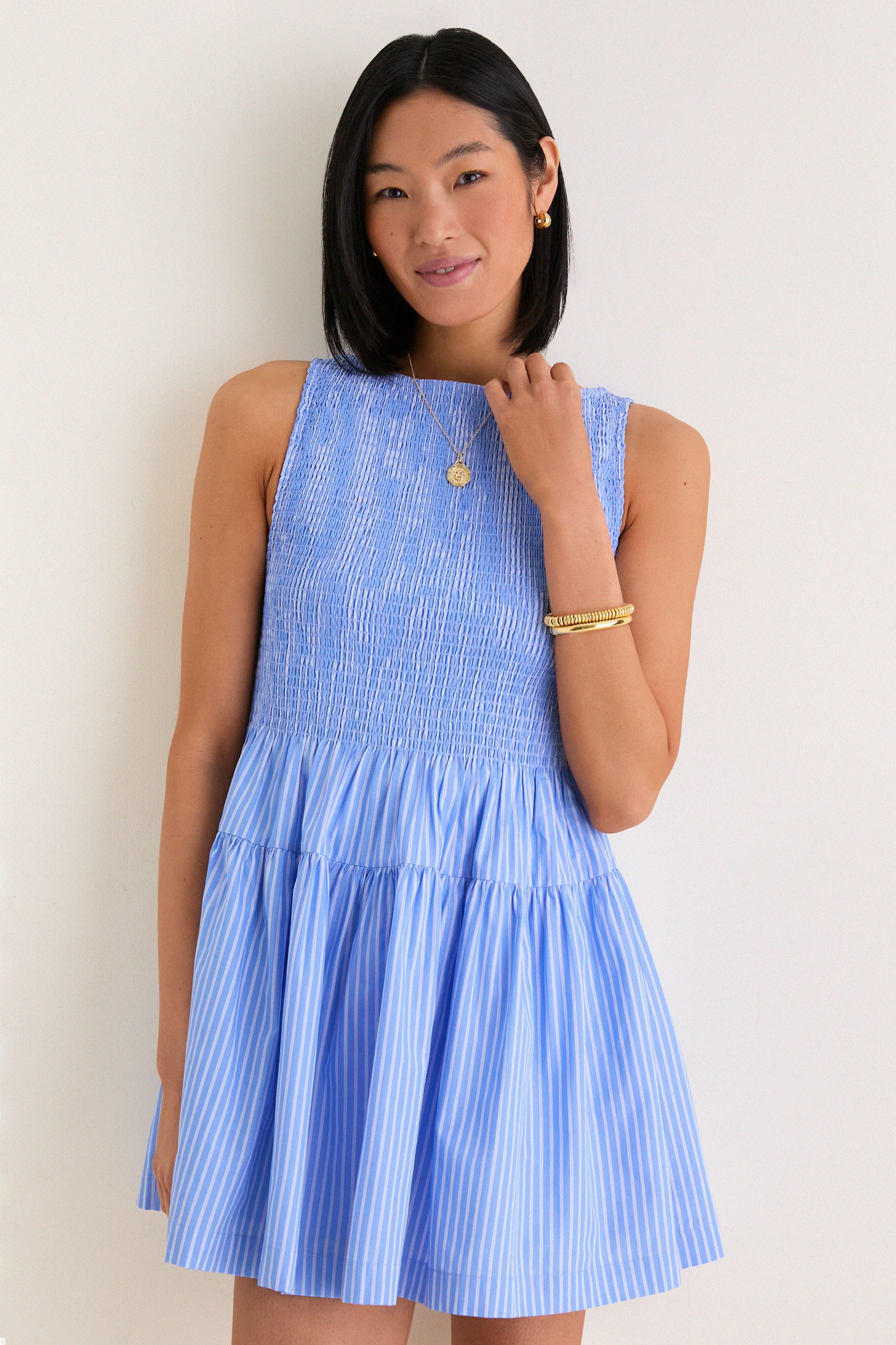 Image of Blue Stripe Cosima Mini Nap Dress