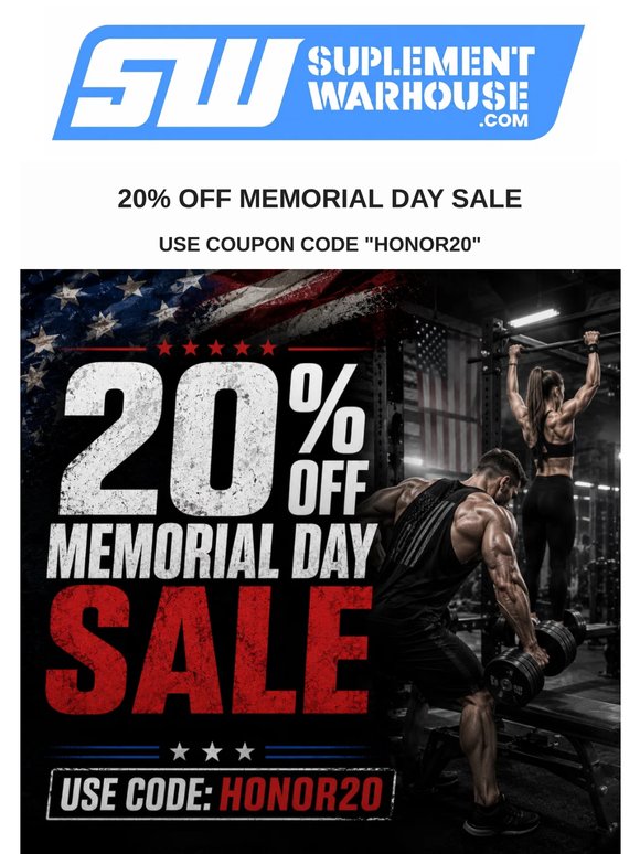 Red, White & Gains: 20% OFF Memorial Day Sale is Live 💪