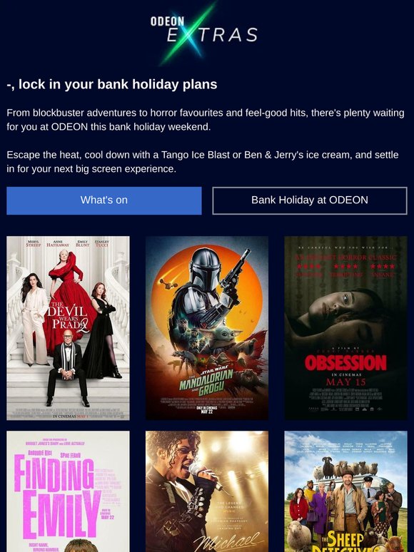 —, book a bank holiday cinema trip