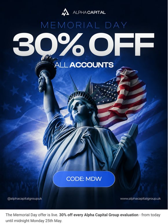 Memorial Day: 30% off all plans, Friday to Monday