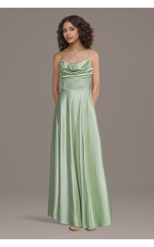 Cowl Neck Charmeuse A-Line Dress