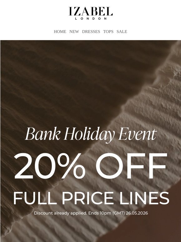 Hello, long weekend… Hello, 20% off!