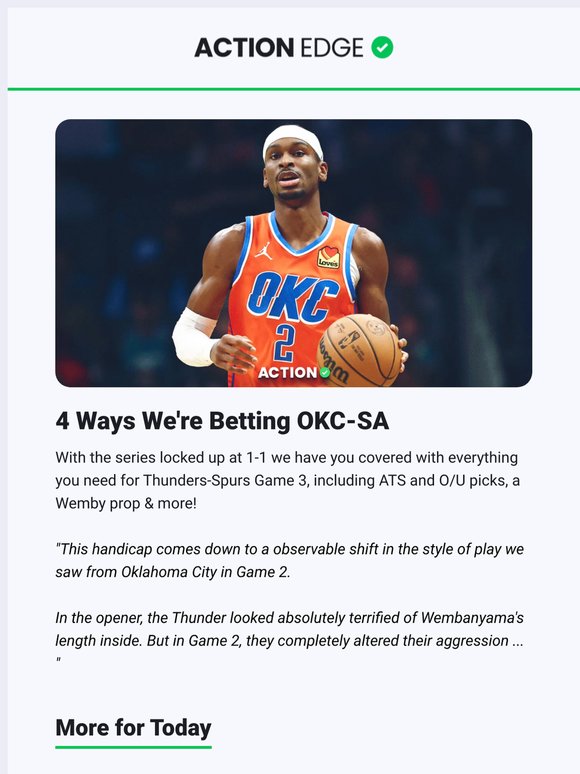Thunder-Spurs Game 3: Back the 'Zig Zag Theory'
