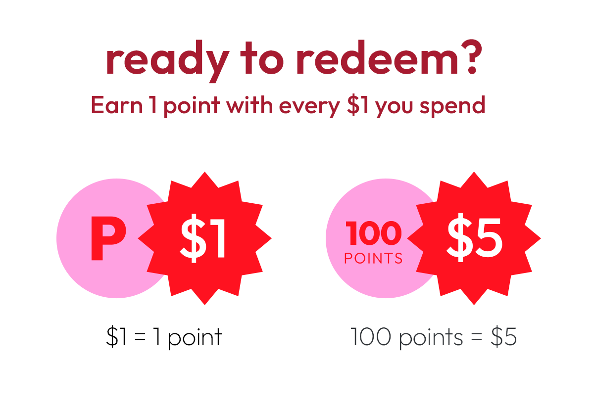 Ready to redeem? | Earn 1 point with every $1 you spend | DB Cosmetics
