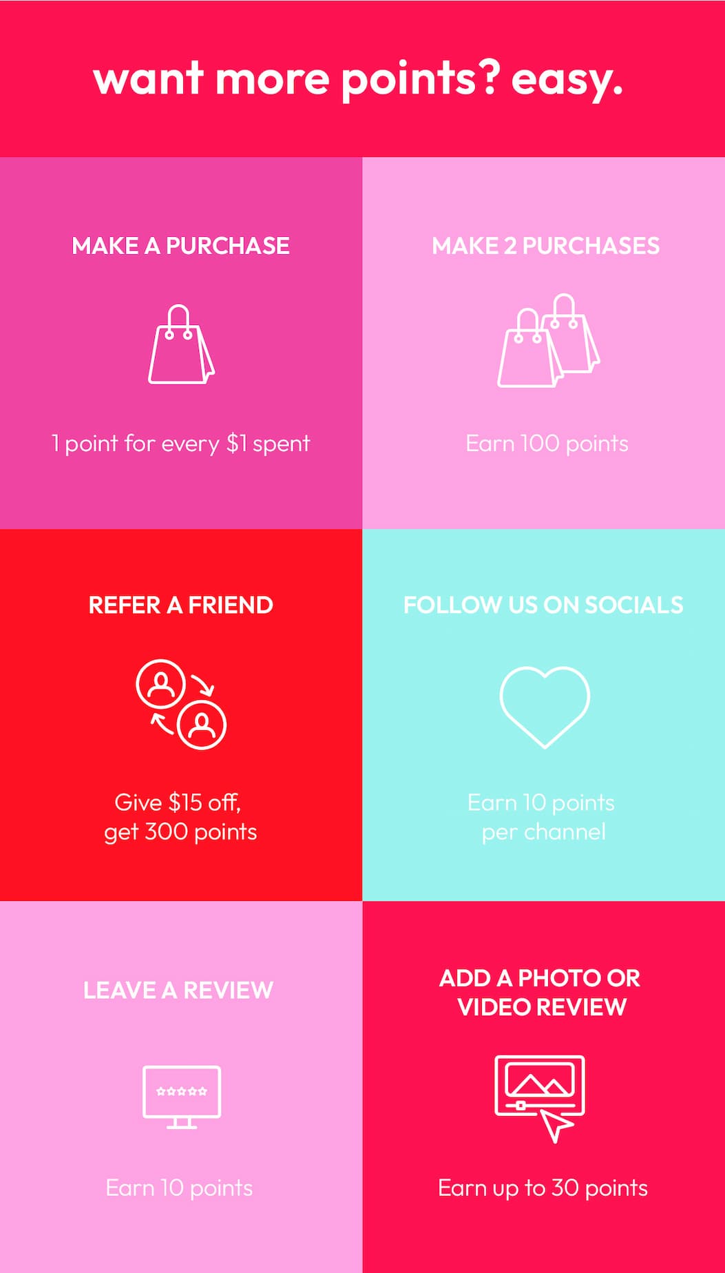 Ready to redeem? | Earn 1 point with every $1 you spend | DB Cosmetics