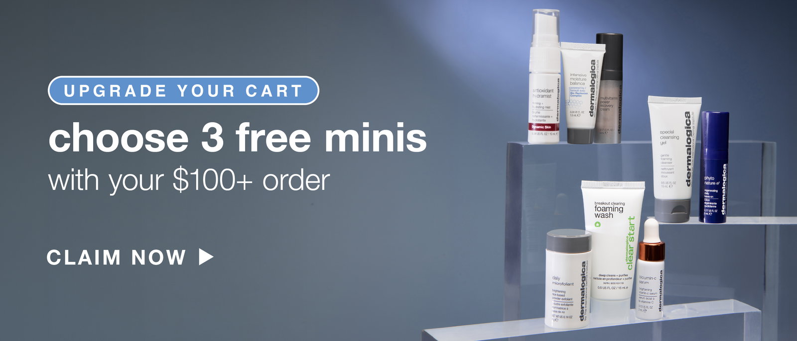 upgrade your cart and choose 3 free minis with your $100+ order