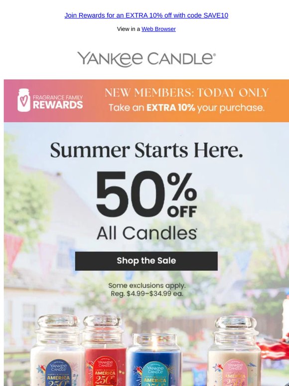 😎 Kick Off Summer with 50% Off Candles!