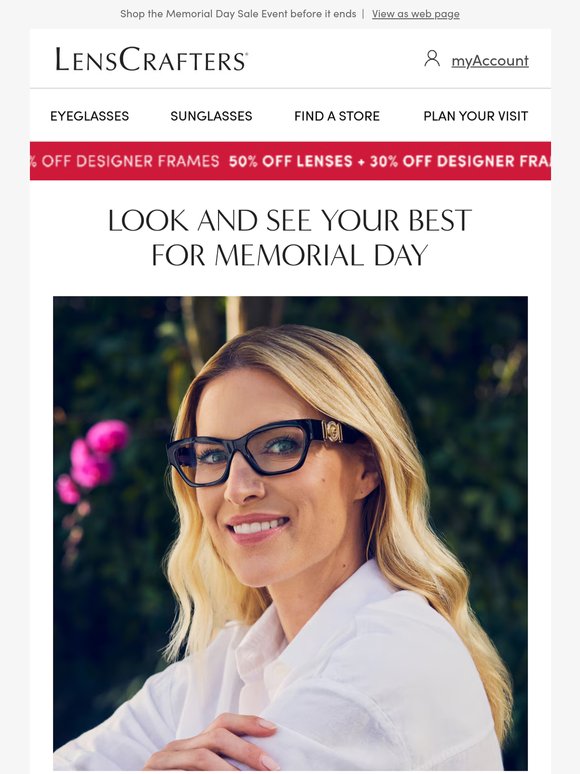 Don’t miss 50% off lenses + 30% off designer frames