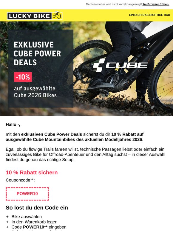 Exklusive Cube Power Deals: 10 % auf 2026 E-MTBs🔥