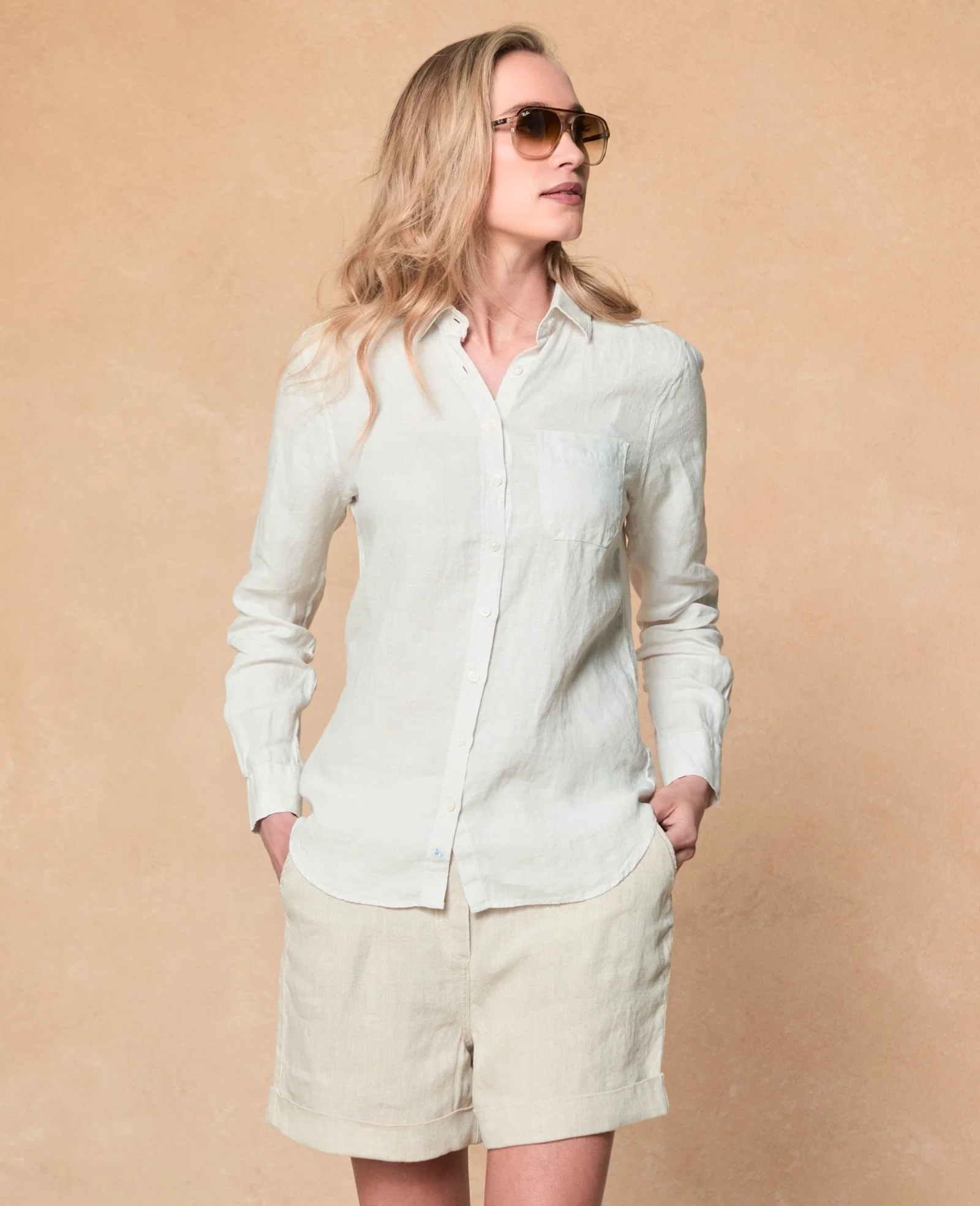 Image of Stella Irish Linen Shirt - Pearl White