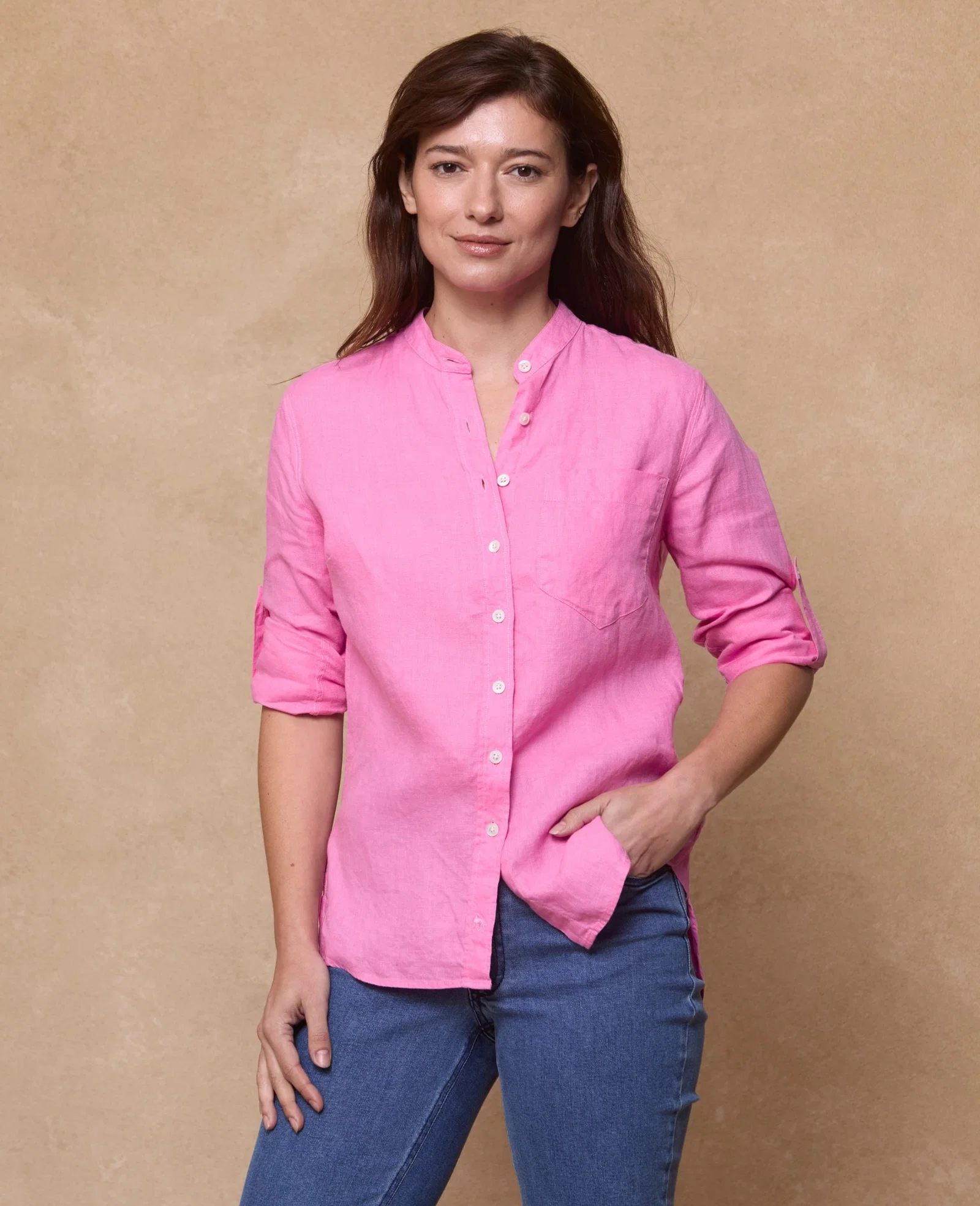 Image of Louise Irish Linen Shirt - Pink