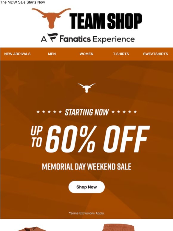 Up to 60% Off Memorial Day Weekend Sale >>