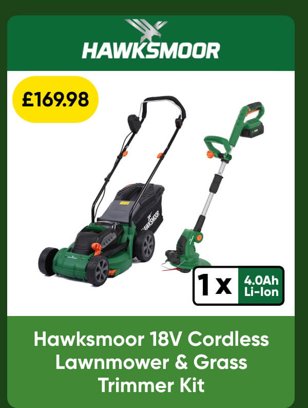 Hawksmoor 18V Cordless Lawnmower & Grass Trimmer Kit 1 x 4.0Ah