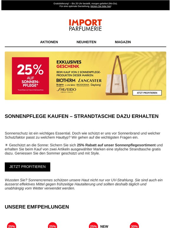 25% auf Sonnenpflege ☀: Sicher Sonne geniessen