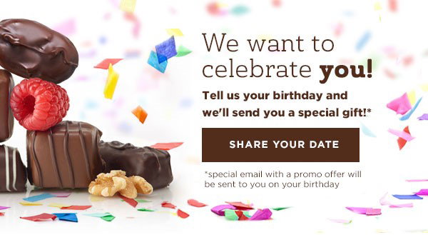 share your birthday to receive a birthday discount
