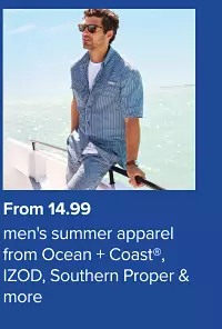 From 17.99. Mens summer apparel form Ocean and Coast, Izod, Southern Proper and more. Shop now.