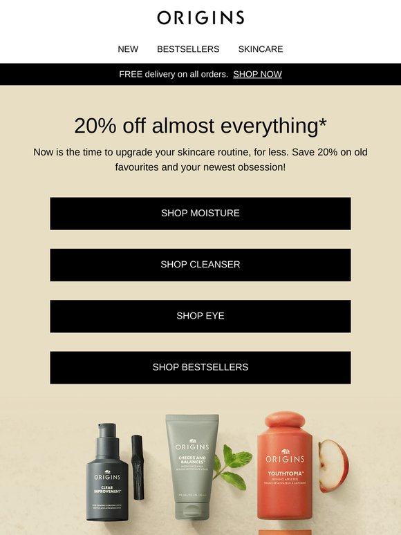 20% off almost everything starts now!