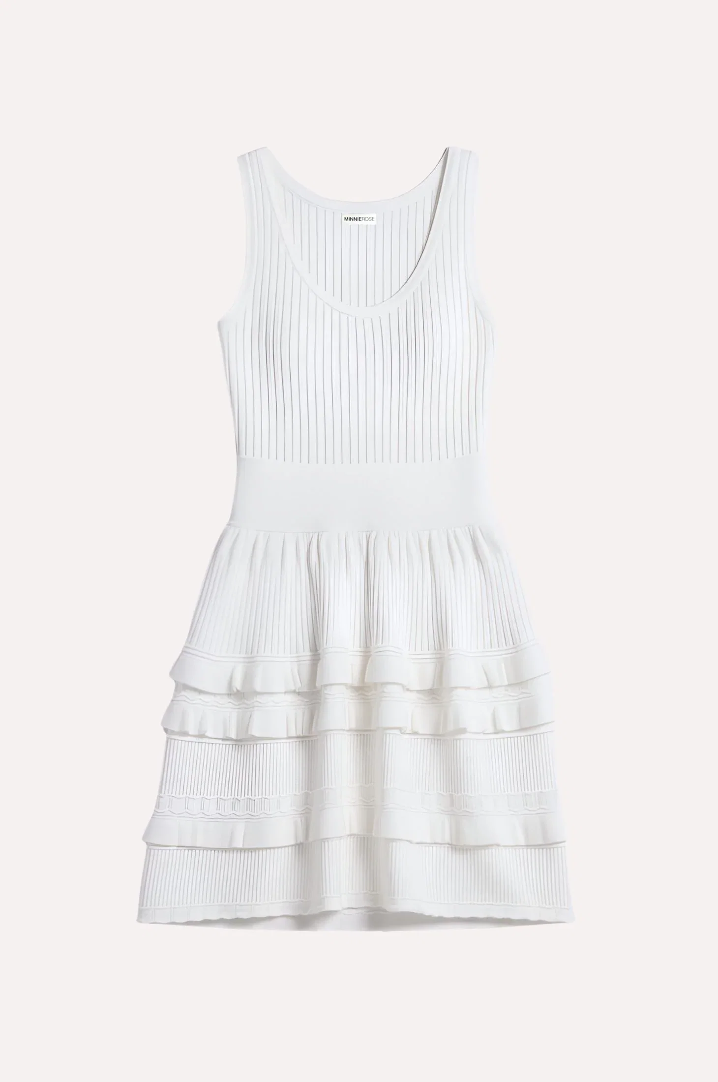 Image of Viscose Pointelle Ruffle Sleeveless Dress