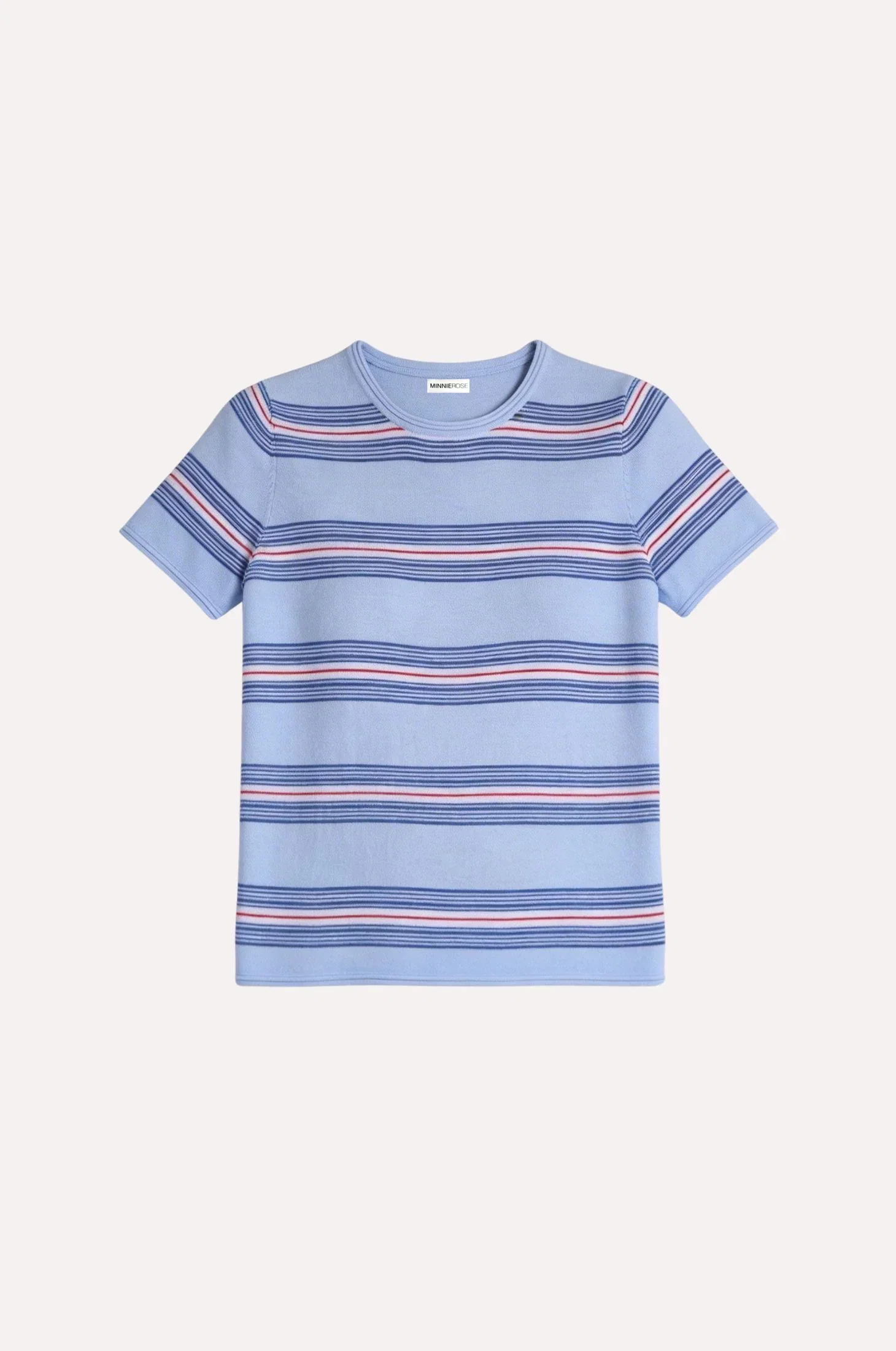 Image of Cotton Cashmere Striped Short Sleeve Crew