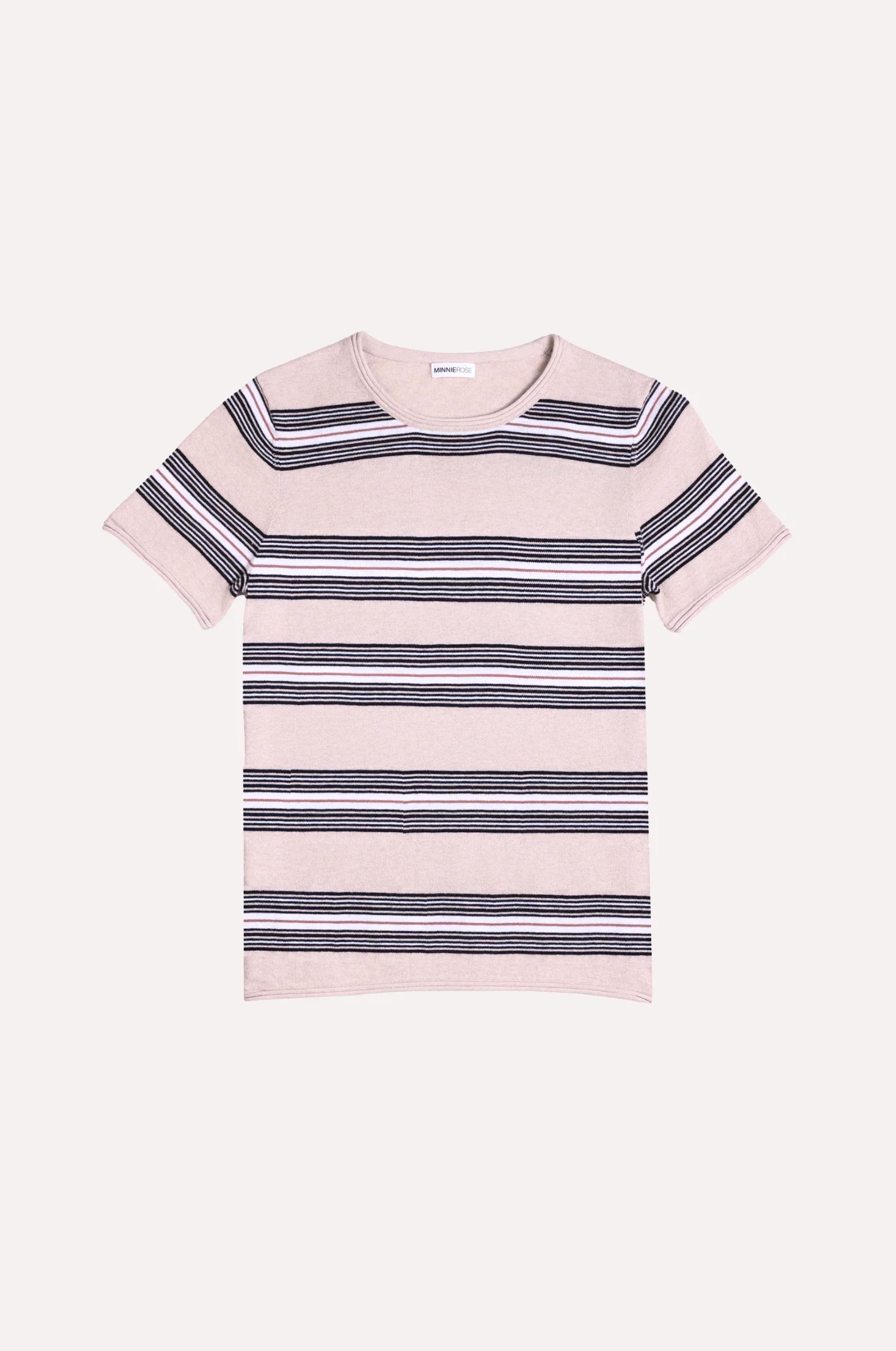 Image of Cotton Cashmere Striped Short Sleeve Crew