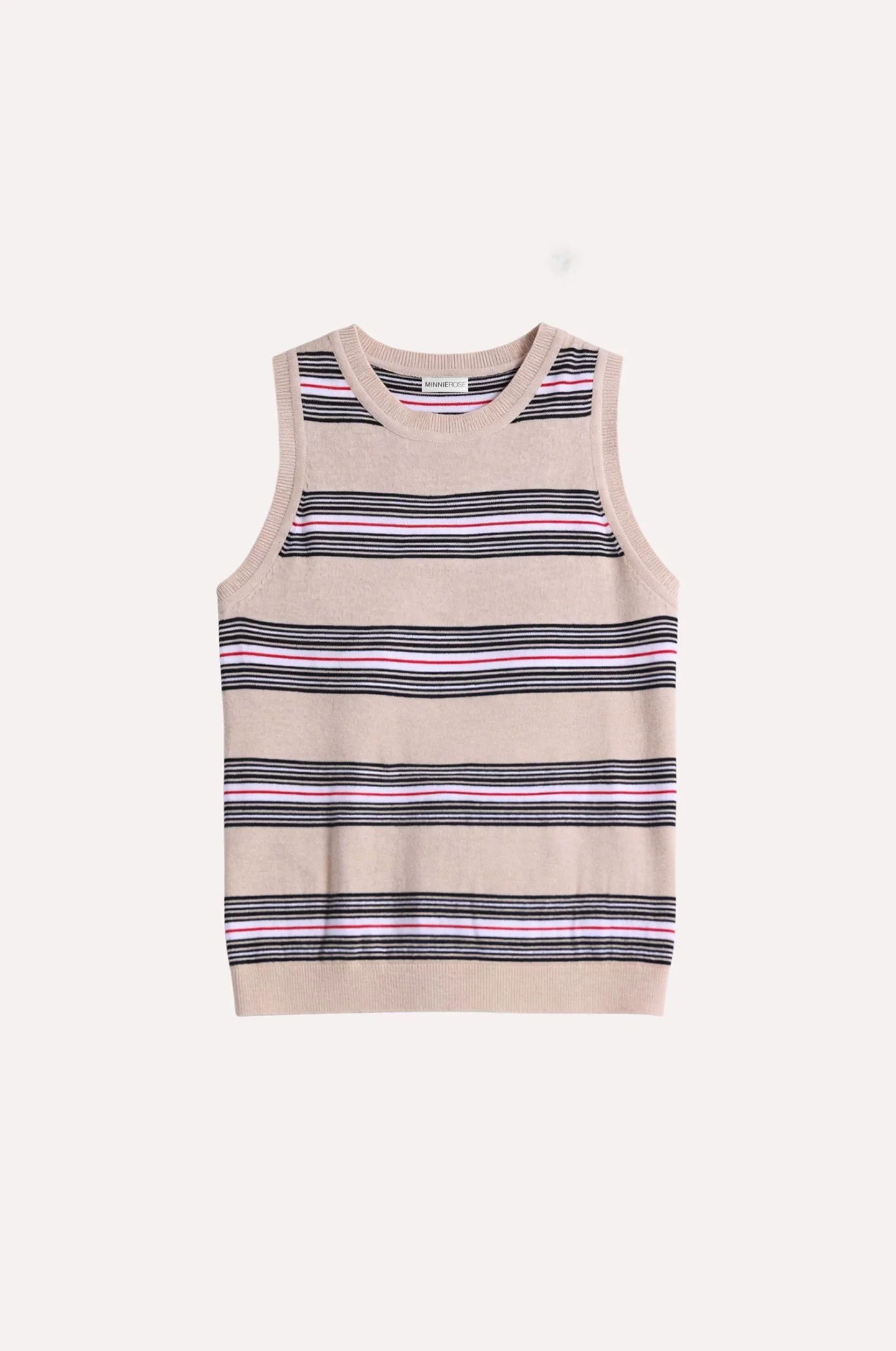 Image of Cotton Cashmere Striped Crew Neck Tank