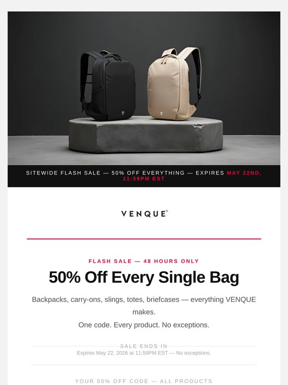 50% off everything. One code. Ends Tonight 🎉