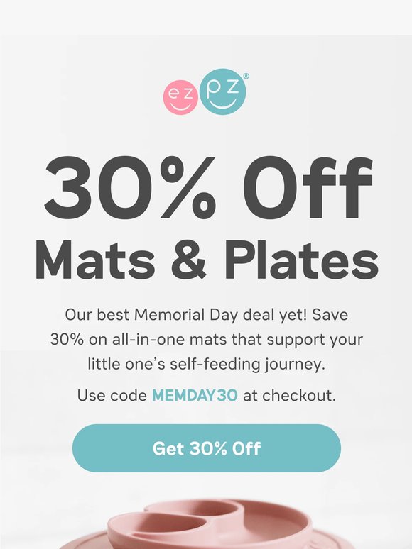 30% OFF Mats + Plates Starts Now 🍽️