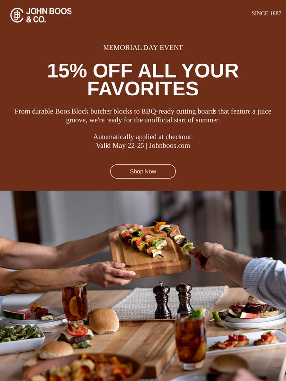 Get ready for grilling season with 15% off