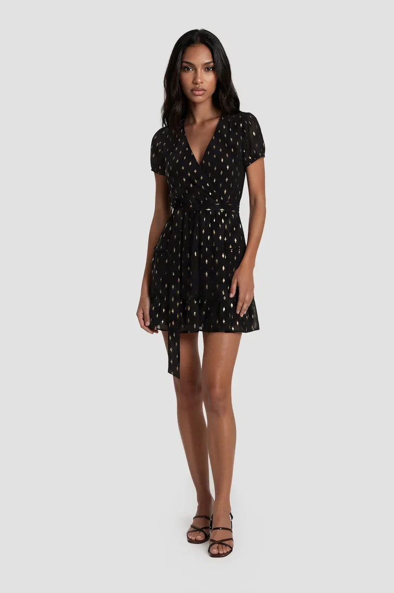Image of Short Wrap Dress - Black