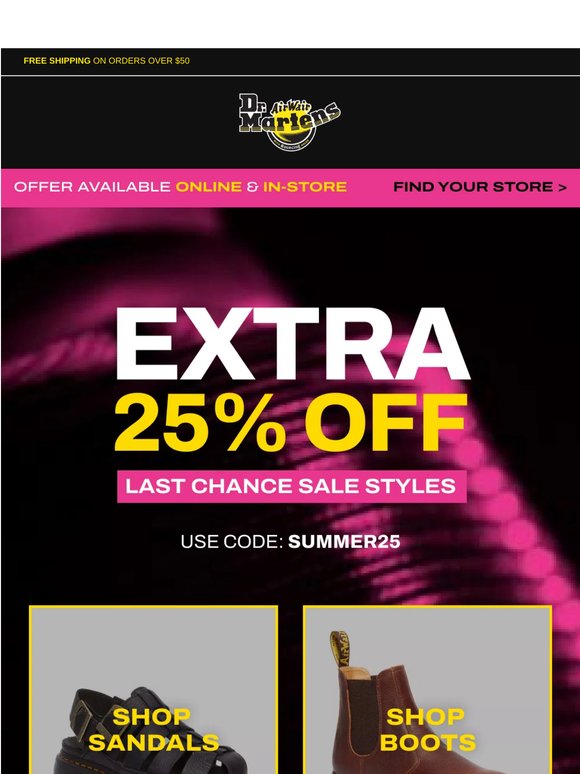 Extra 25% off sale, for a limited time only