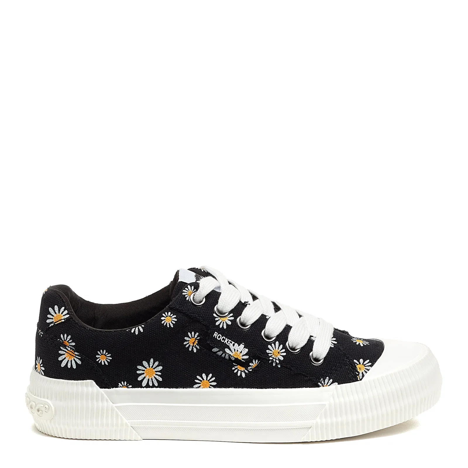 Image of Cheery Daisy Print Black Sneaker