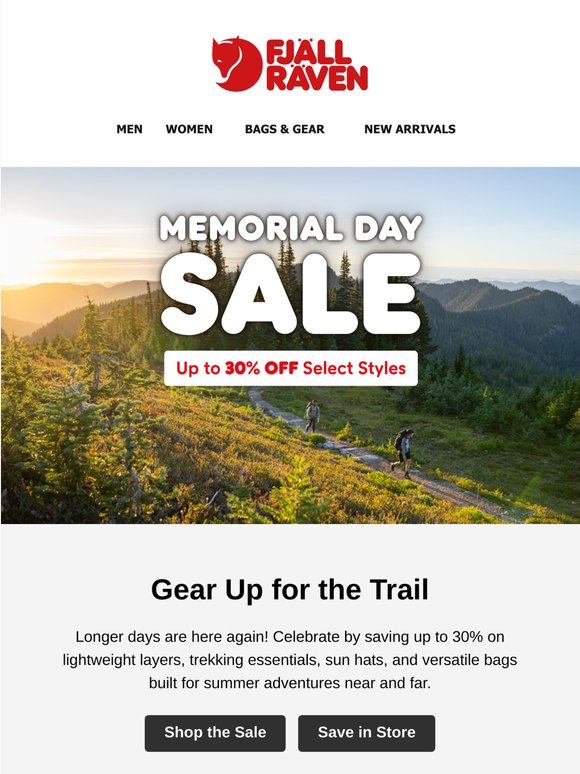 Memorial Day savings up to 30% off