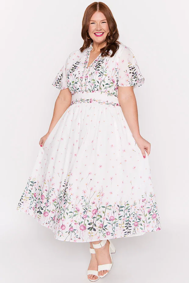Image of Stephanie White Dancing Clover Dress