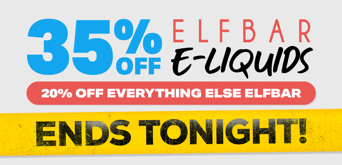 35% Off Elflbar E-Liquids, 20% Off All Other Elfbar Products